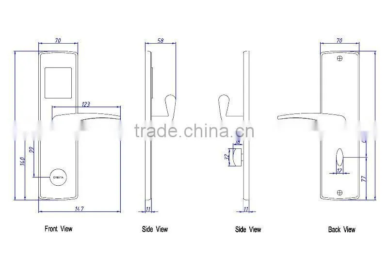 Ul mortise electronic key digital hotel door lock