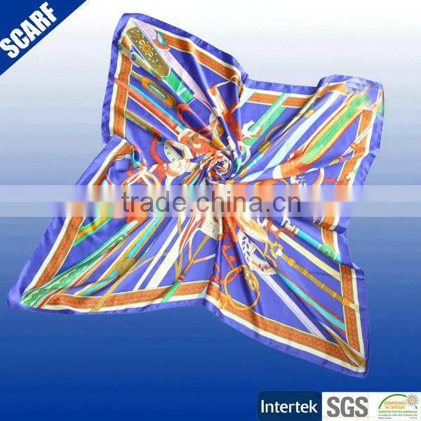 Personalized 100% silk satin square scarves printed foulard