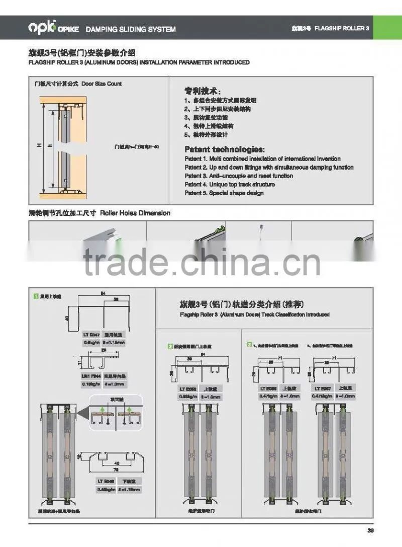 Patent furniture hardware sliding door roller with soft close