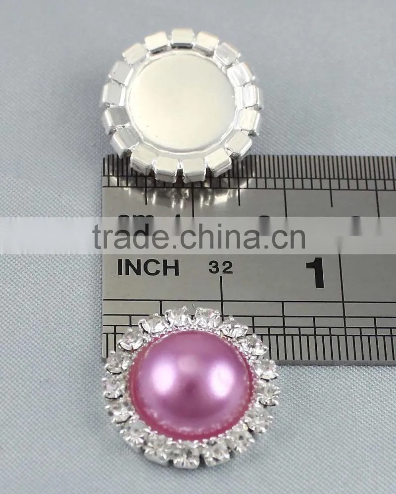 glue on light roseo rhinestone pearl button