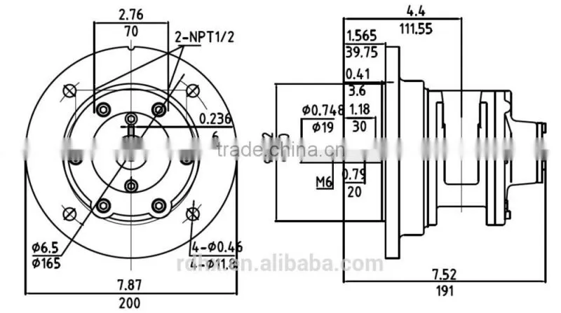 HX6AM IEC #72 Flange Mounting Air Motor,4 Vanes,Reversible Rotaty Vane Air Motor