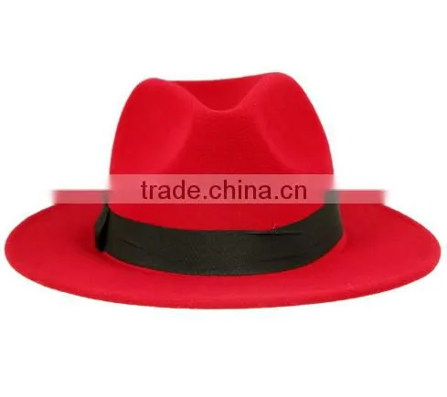 China Promotional High Quality Men's Fedora Hat Custom Logo Band