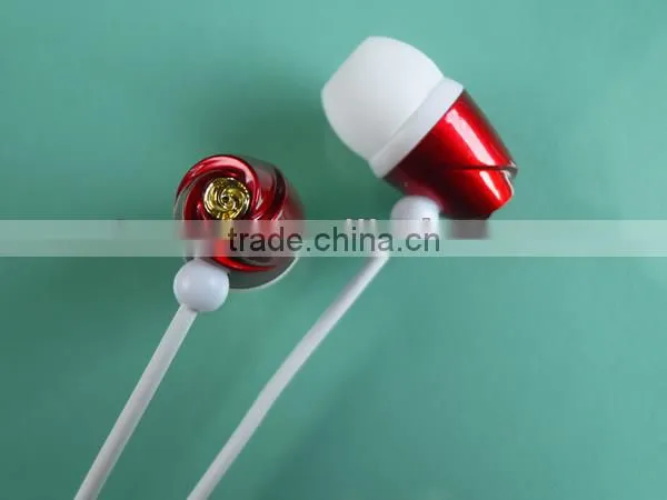 Fashion Design red rose earphone&earbud as Valentine's day gift