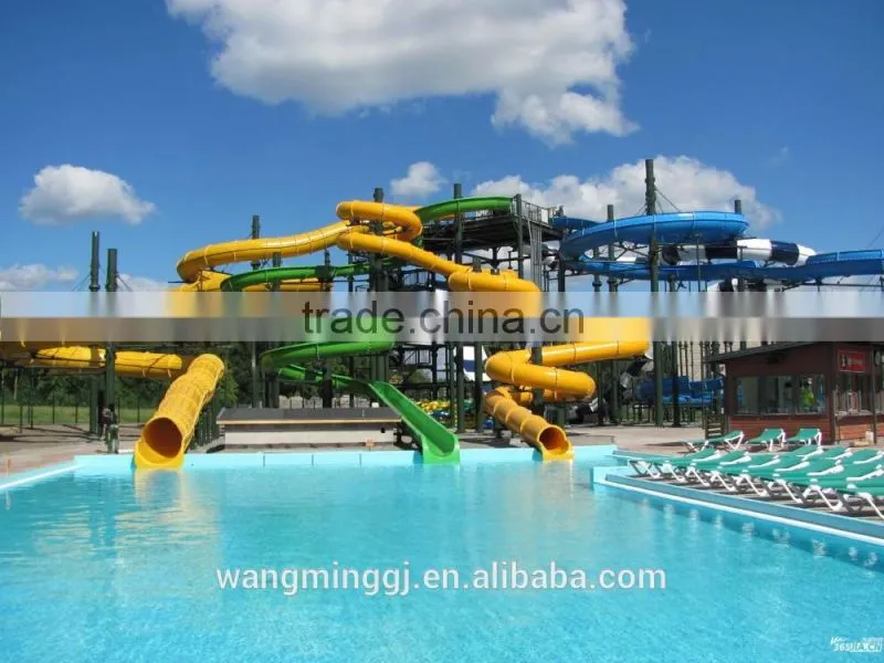 2016 Hot Selling Skin Raft Spiral Slide Water Park Fiberglass water slide