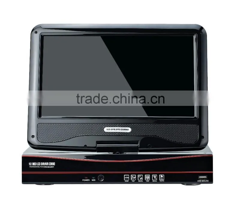 Cloud P2P 4 channel POE NVR with 10.1 inch monitor
