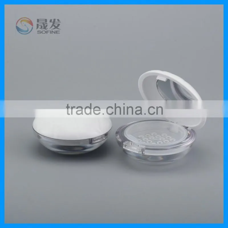 Plastic empty cosmetic perforated loose powder jar/container packaging with sifter