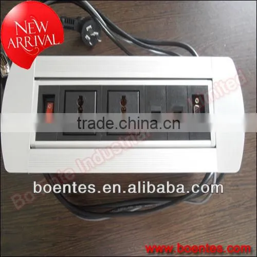 Manual Desktop Socket/ Rotatable Cable Cubby with 1.5 cables
