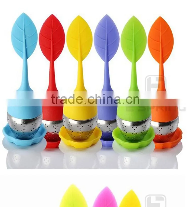 Novelty leaves shaped stainless ball for silicone tea infuser