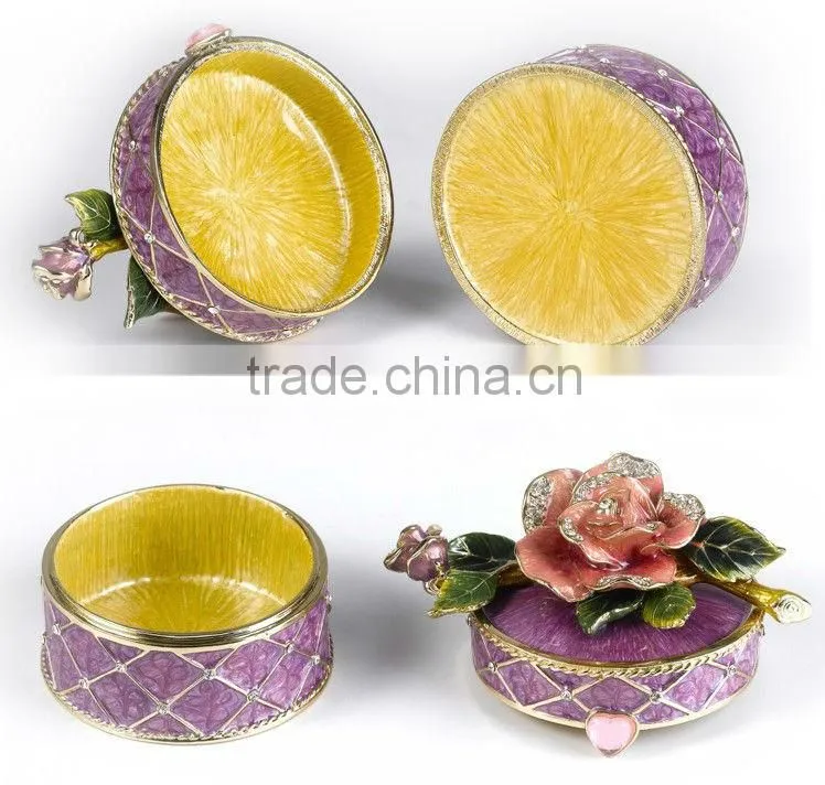 RORO Beautiful Life rose enamel metal craft jewellery box