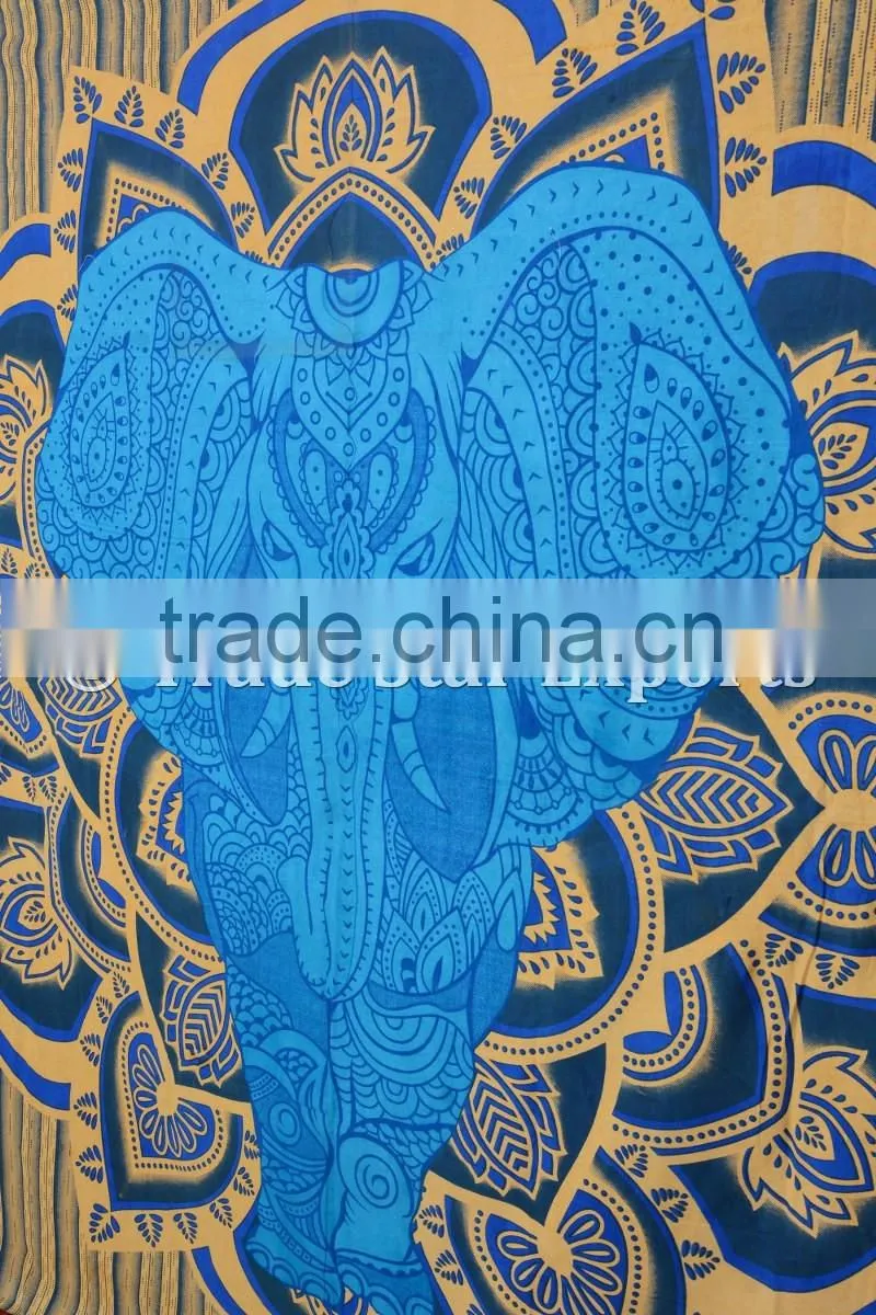 Indian Ombre Elephant With Lotus Mandala Wall Decor Bohemian Hippie Good Luck Wall Hangings Tapestry
