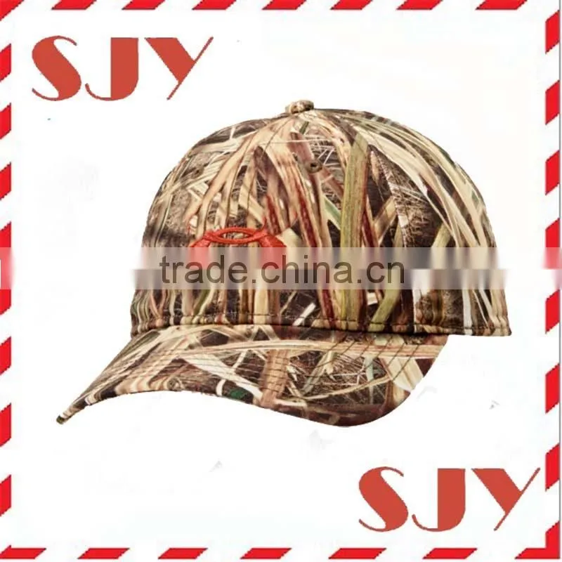 outdoor custom emrboidery 6 panel woodland camo hunting hats