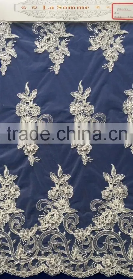 Guangzhou cheap embroidery lace fabric for wedding dress