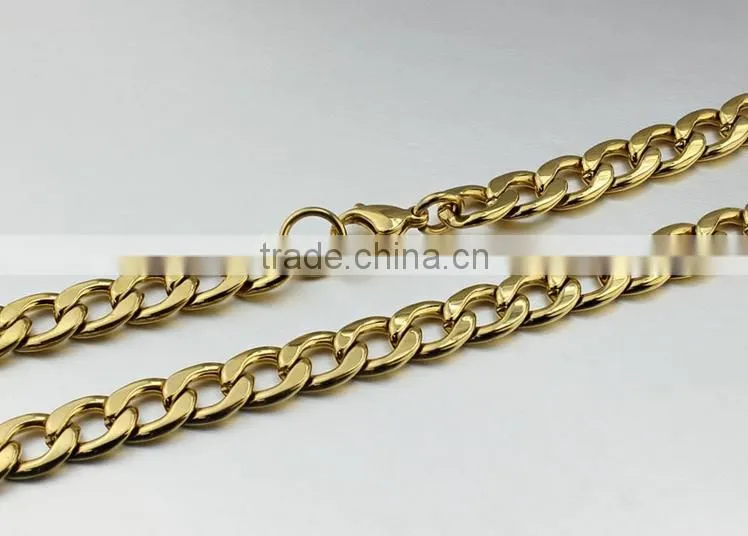 Gold color men's stainless steel chain