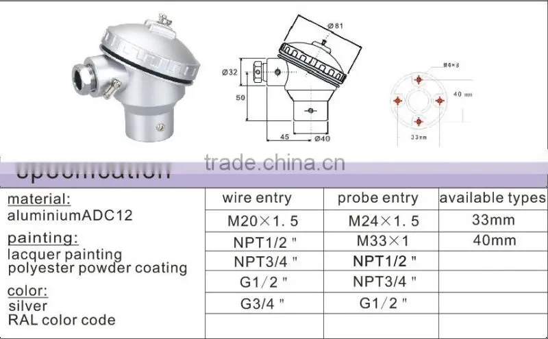 Temperature sensor connection head-KNE