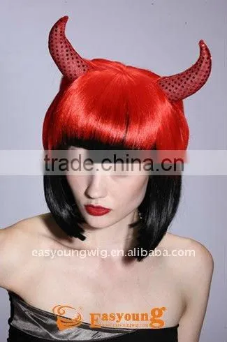 Buy synthetic Halloween Festival wig,cheap party wig with horn, cosplay