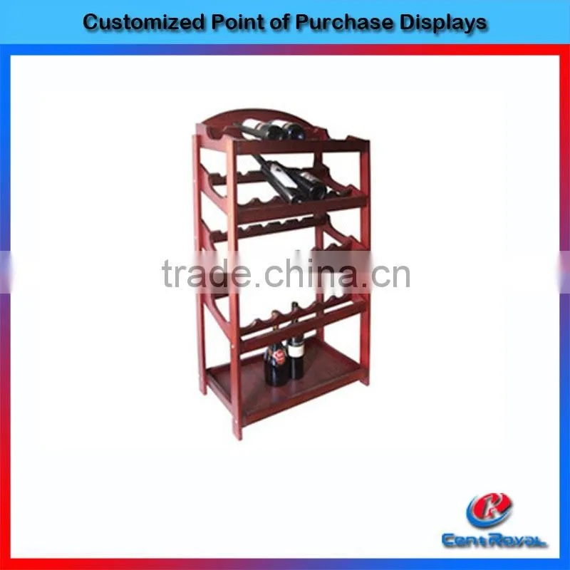 Antique decorative floor wood wine display rack from china supplier