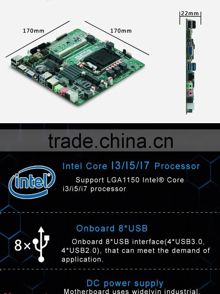 Mini PC Share mainboard i3 motherboard I7 industrial motherboard Support 2* SATAIII,Speed up to 6Gbps