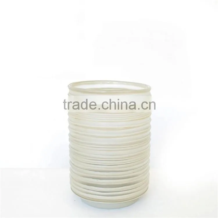 Hot sales handmade stripe cylindrical glass vase super quality straight tall glass flower vase