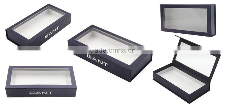 Alibaba China manufacturer custom logo printed magnetic closure gift packaging box with clear lid