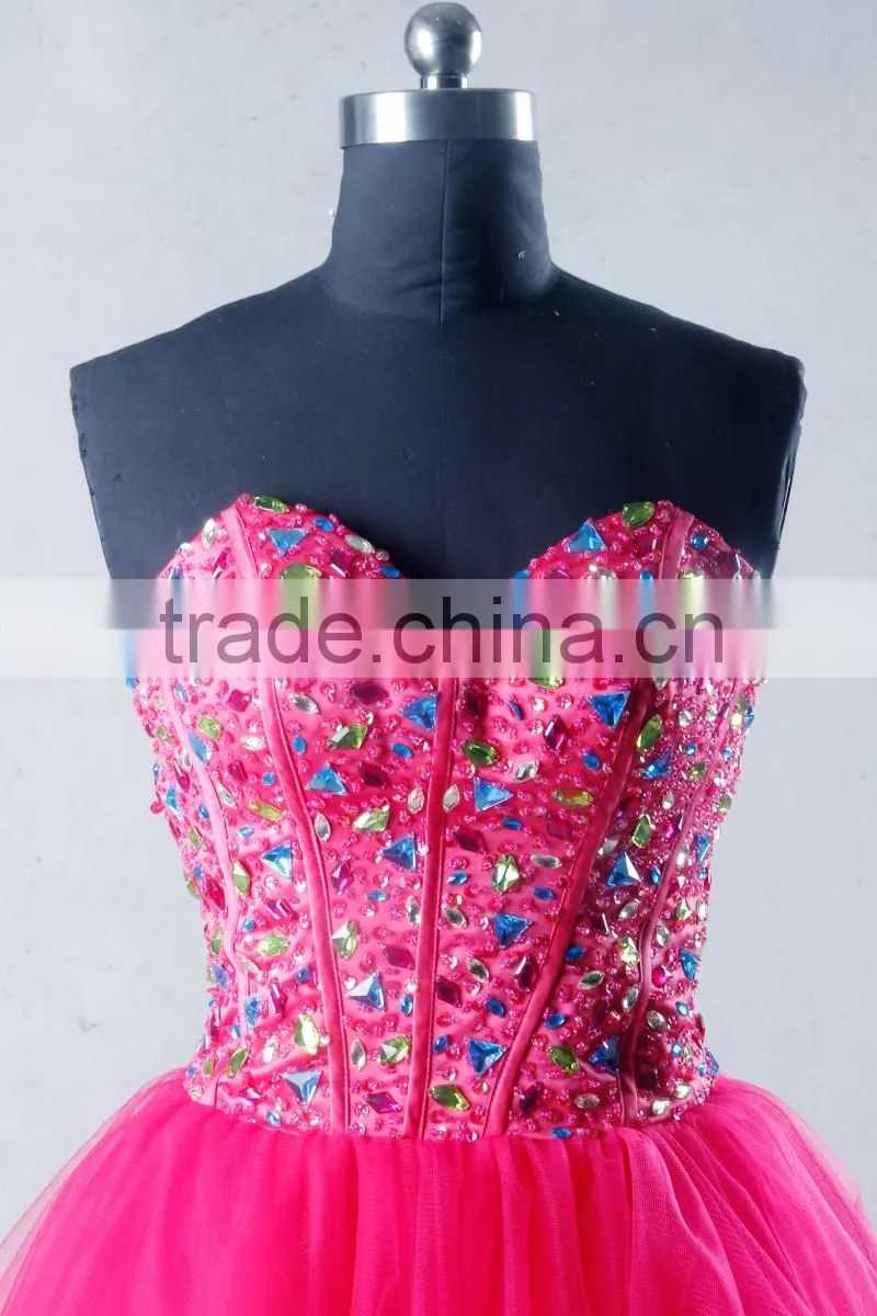 J-0094pink high quality luxury bling bling sexy crystal and sequin cooktail dresses