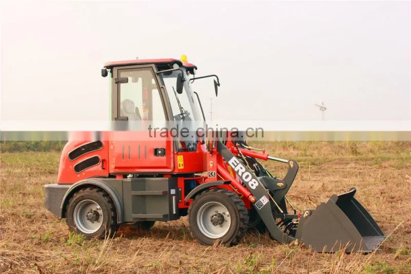 Everun ER08 hydraulic driving small wheel loader zl08 CE certificated with standard bucket