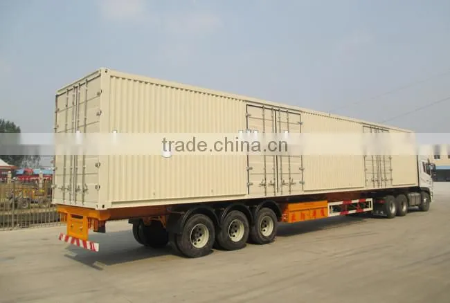 50t truck trailer 3 axle box trailer van cargo semi trailer in China for sale