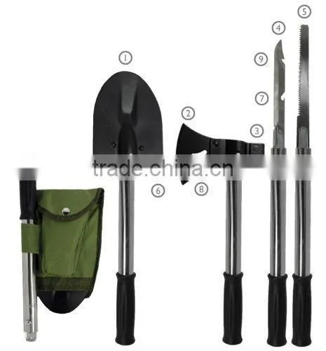 9 in 1 Multi-Use Mini Shovel / Axe | Hammer | Knife & Carrying Case