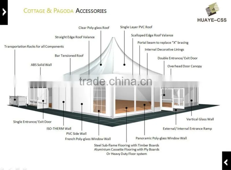 German aluminum party marquee wedding glass tents with glass side all