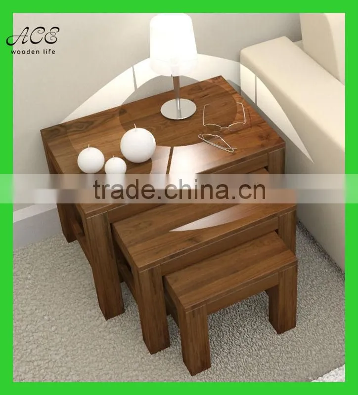 Modern Walnut Nest of Coffee Tables