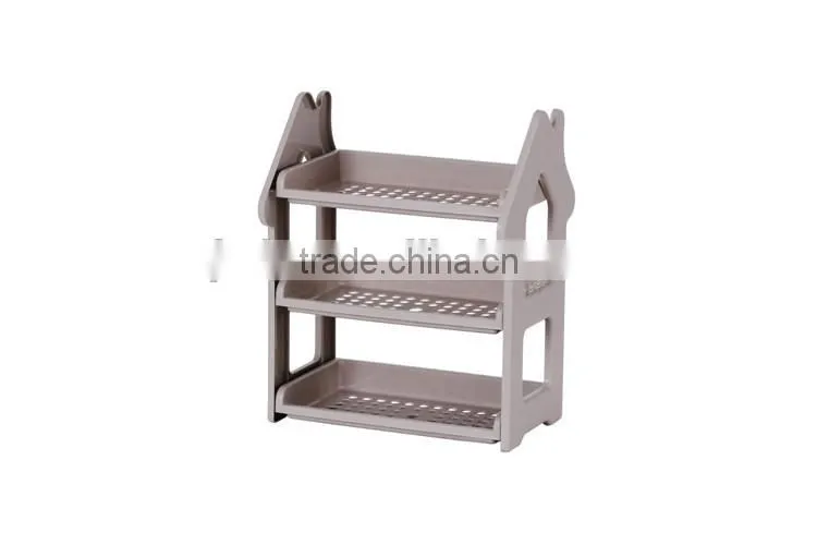 3-Shelf Multifunction Shelving Unit Plastic Storage Rack with Home Shape Wine Organizer