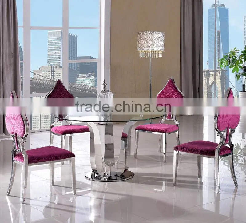 TH704 Modern round glass kitchen table prices stainless steel kitchen table
