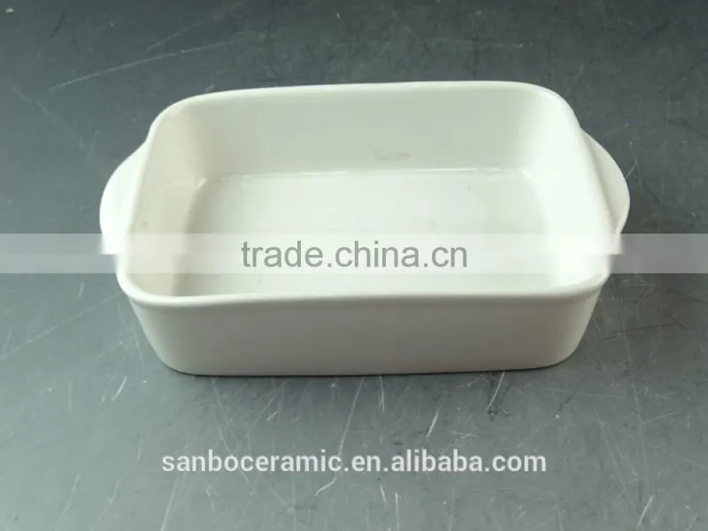 Hot Wholesale white ceramic bake plate with handles for daily use stock