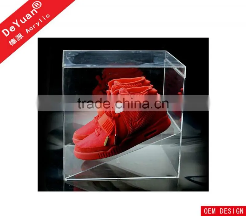 Top Grade Custom Transparent Acrylic Shoes Box Slant Display Board