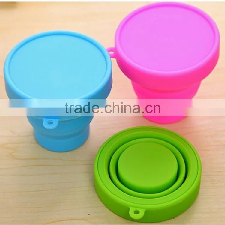 2015 hot sell Customized silicone coffee foldable cup/Easy carry silicone folding cup