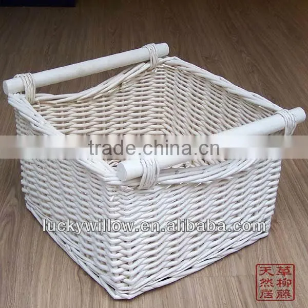 wholesale white wicker basket with handles