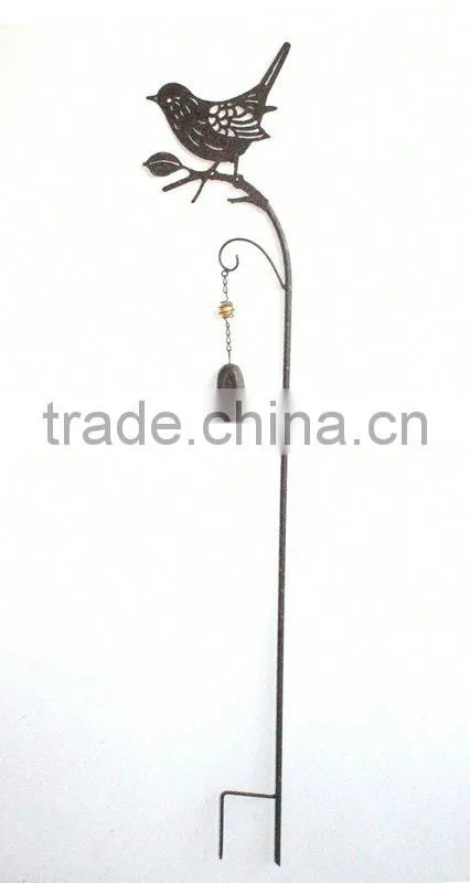 Bird bell garden stake