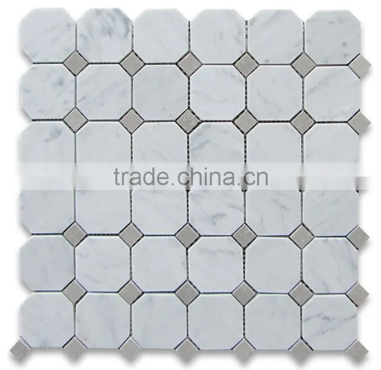 MM-CV327 Hot product indoor decor natural stone octagon white marble mosaics