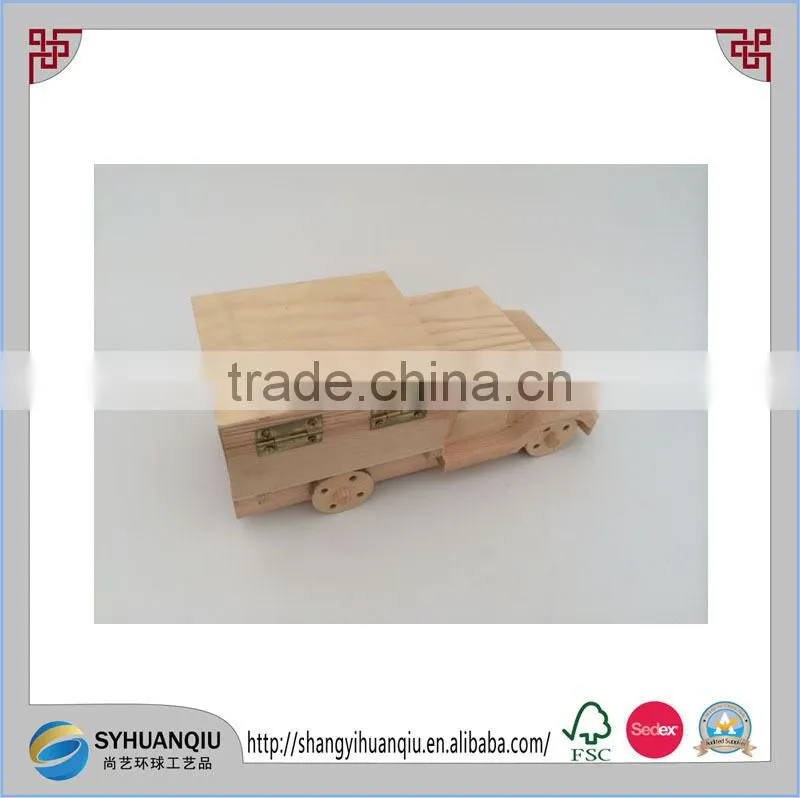 handmade decorative wooden truck toy moeny box