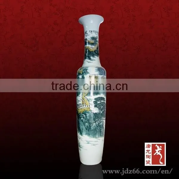 Hand Painting 1.4 Meter High Chinese Porcelain Large Decorative Floor Ceramic Vases with Ching Ming River Map