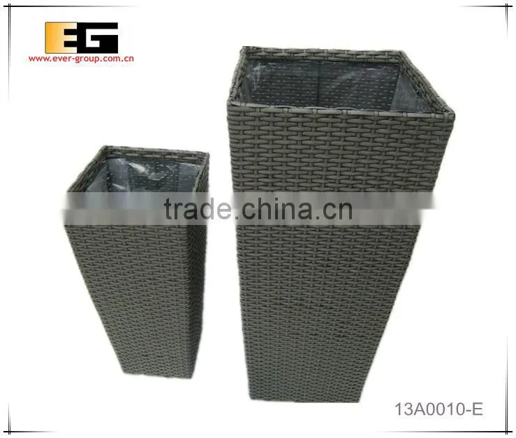 Square PE/Plastic rattan with liner deco planter