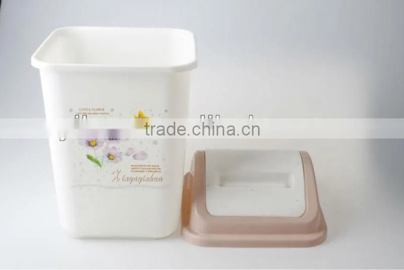 Square Shape Creative Design Flip Type Plastic Dustbin