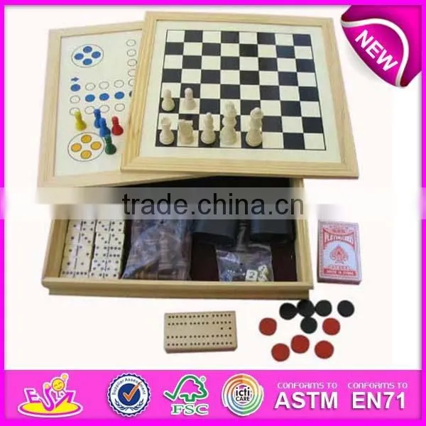 2015 wooden cheap chess set with draughts,Outdoor Chess and Draughts Set,hot sale folding wooden draughts toy WJ277101