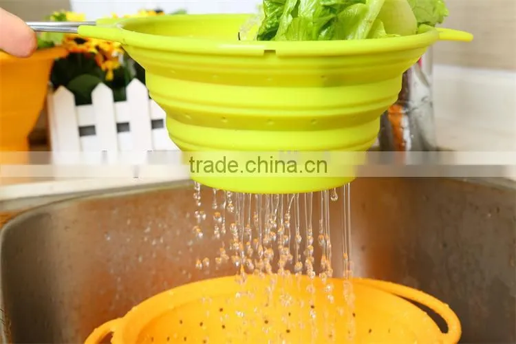 Folding Food Silicone Strainer,Silicone kitchenware,Kitchen tools