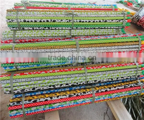 Cute flower PVC coated wooden broom handle