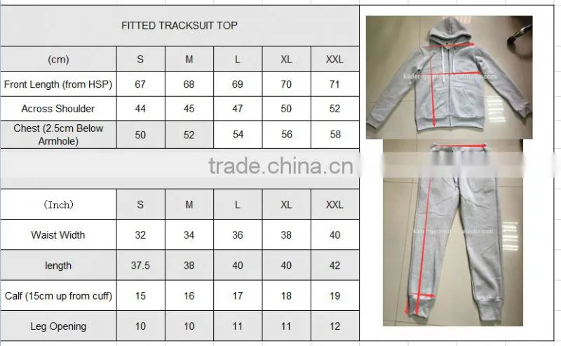 custom slim fit tracksuit plain cotton tracksuit