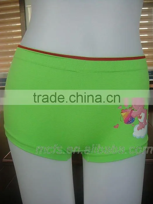 Green cartoon printing women boxers underwear seamless ladie's boxer shorts panty