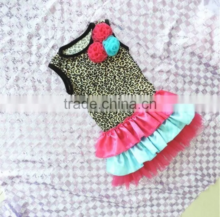 Pernickety boutique fashion lepord prints flower top baby girls clothes organic cotton ruffled infant toddler girls clothing