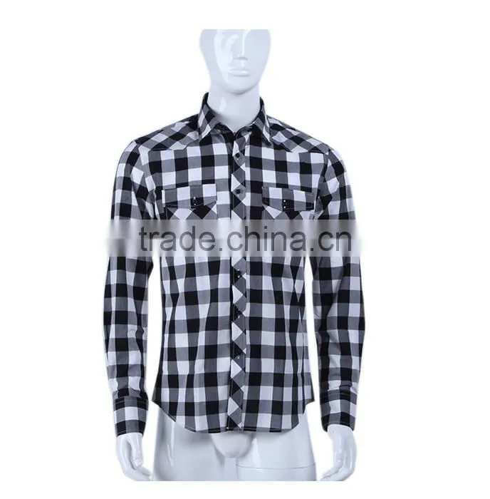 latest new fashion design big checked men dress shirt