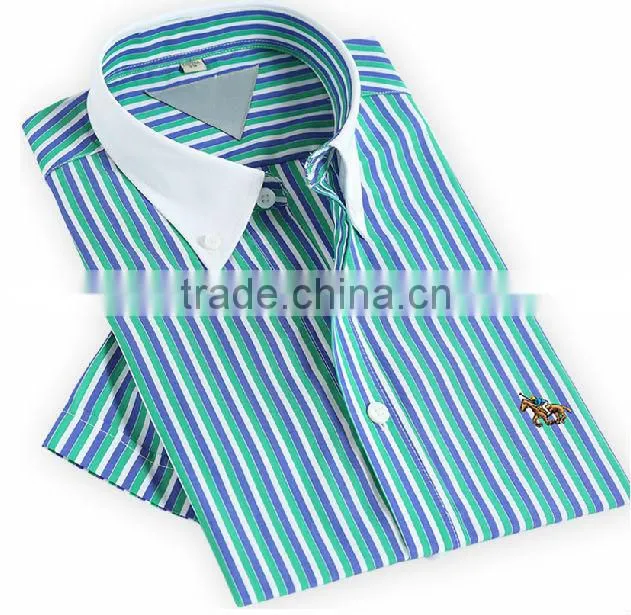 Branded collar button POLO stripes men casual shirts