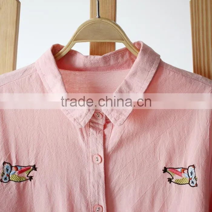 Simple style chiffin wihte V neck no collar 7 sleeve women casual blouse
